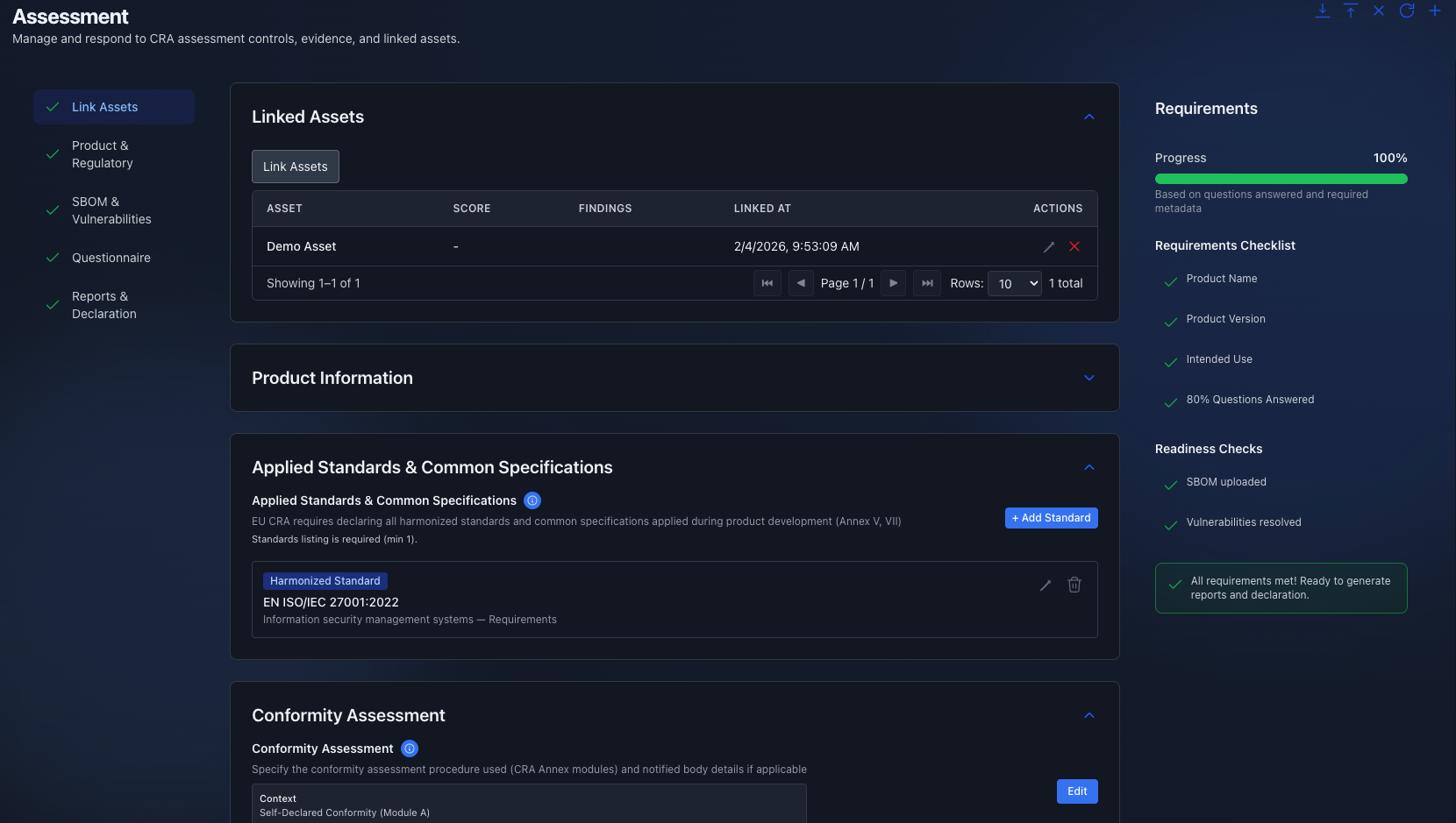 Unified Assessments screenshot