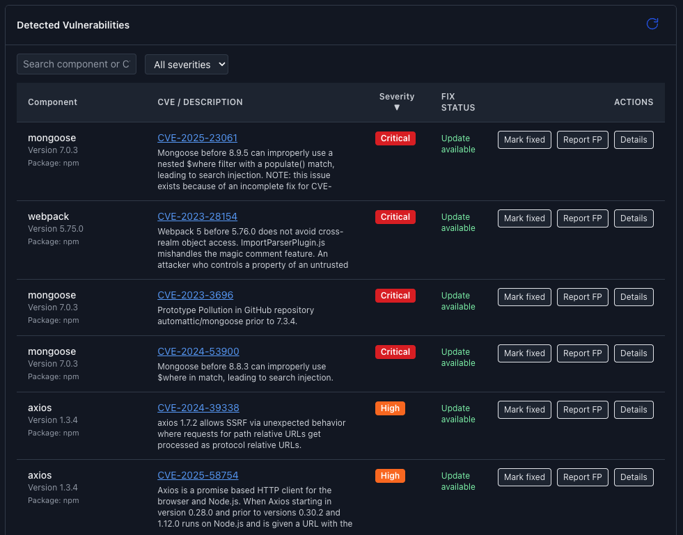 Vulnerability Intelligence screenshot